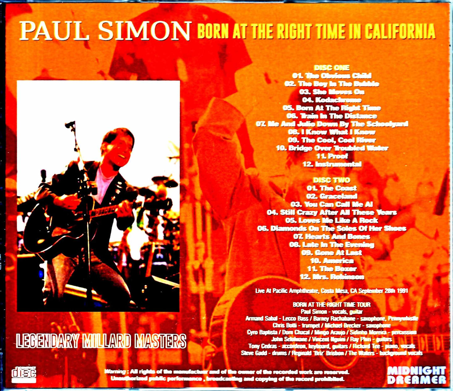 Paul Simon/CA,USA 1991 Mike Millard Master Tapes