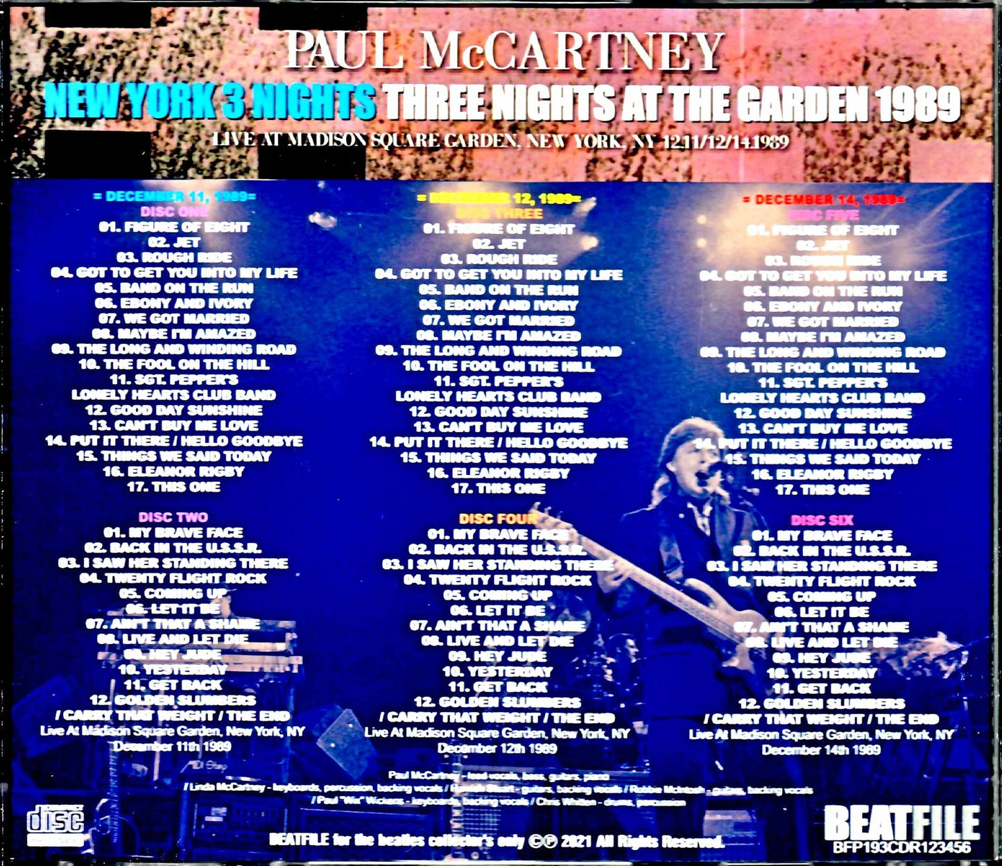 Paul McCartney/NY,USA 1989 3Days Complete