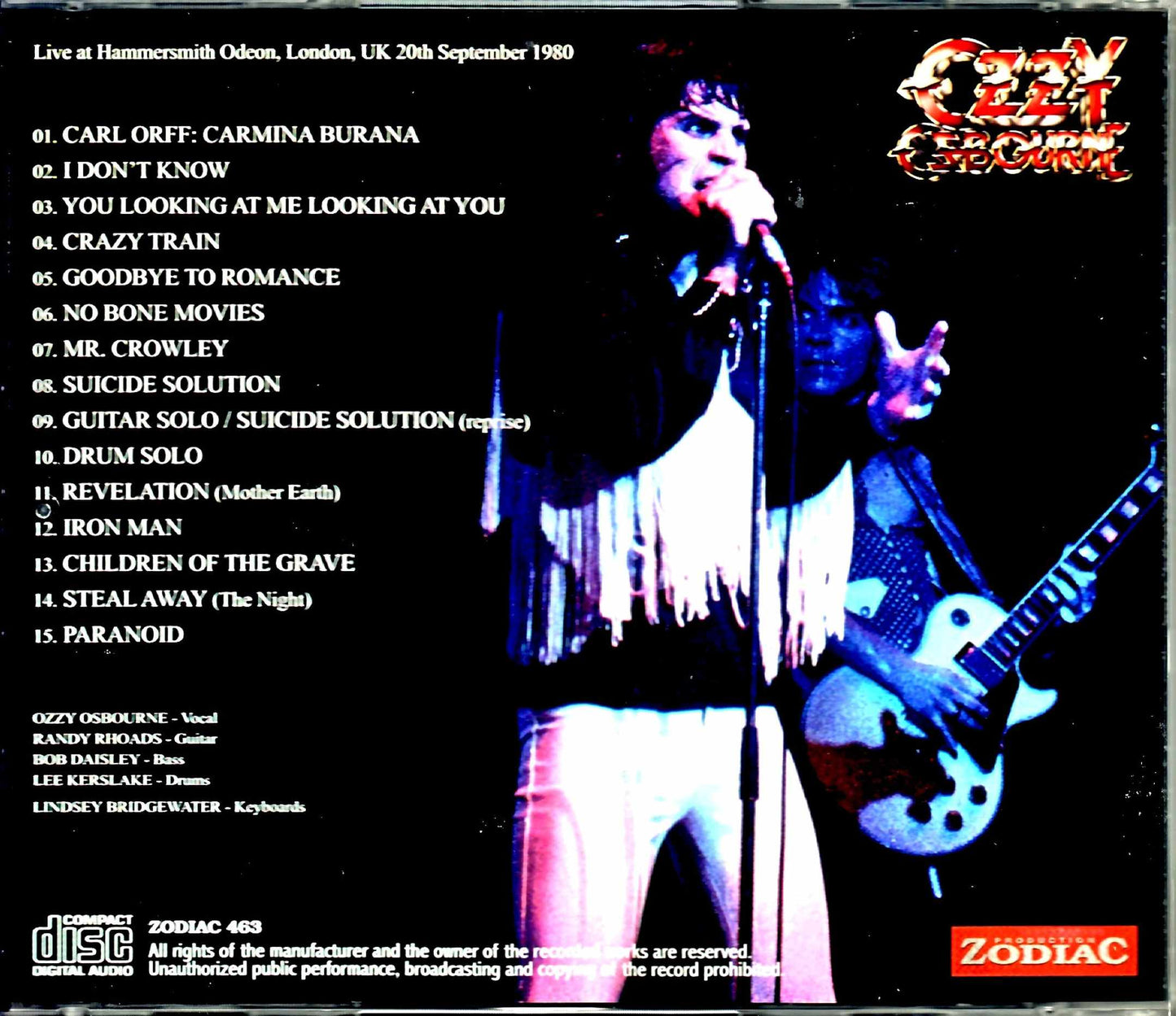 Ozzy Osbourne/London,UK 9.20.1980 New Source & Much Upgrade