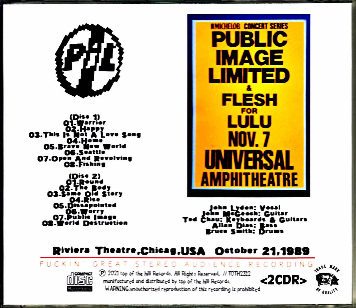 P.I.L Public Image Limited/CA,USA 1989 Complete