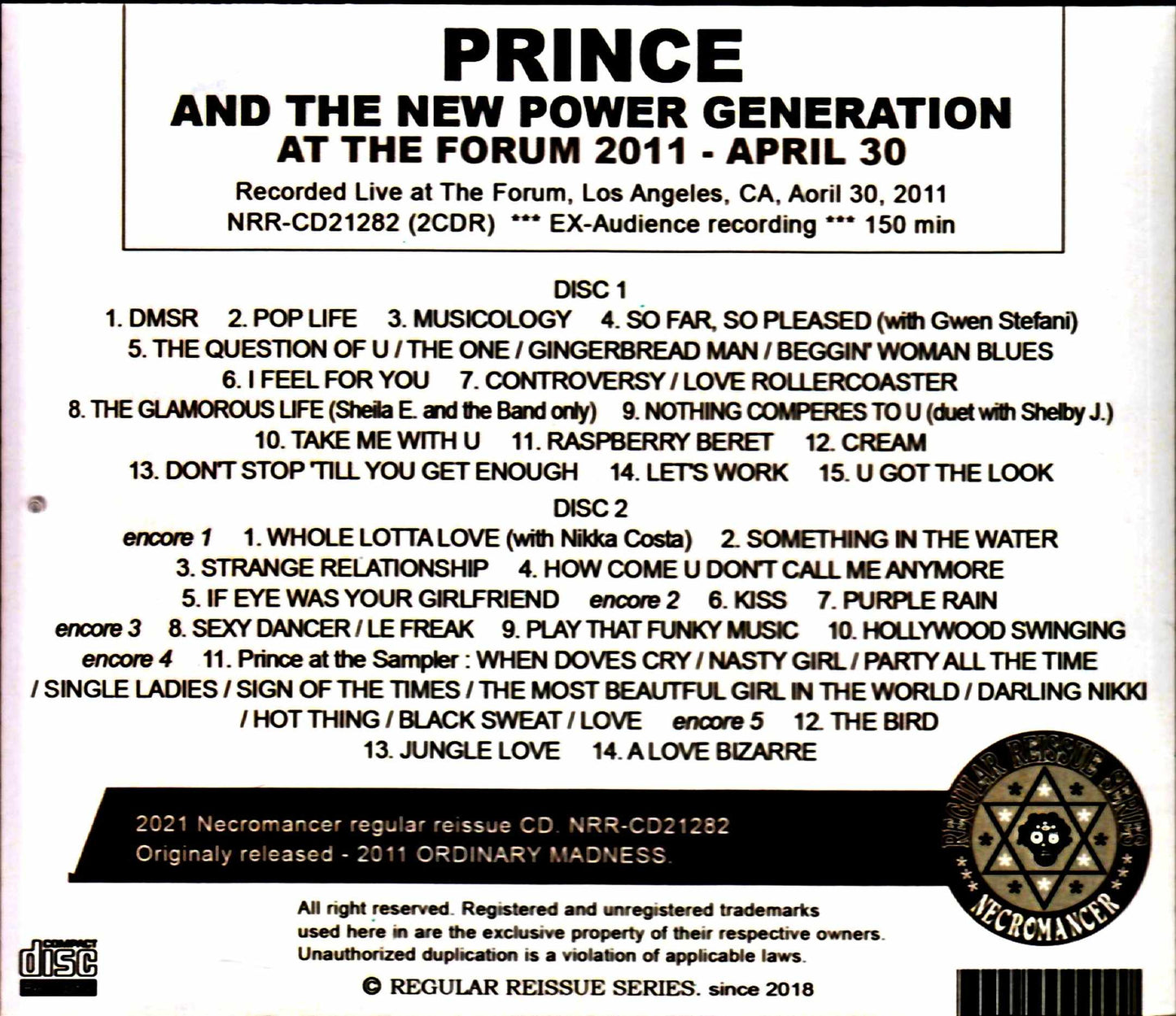 Prince and the New Power Generation/CA,USA 2011 2 Days1