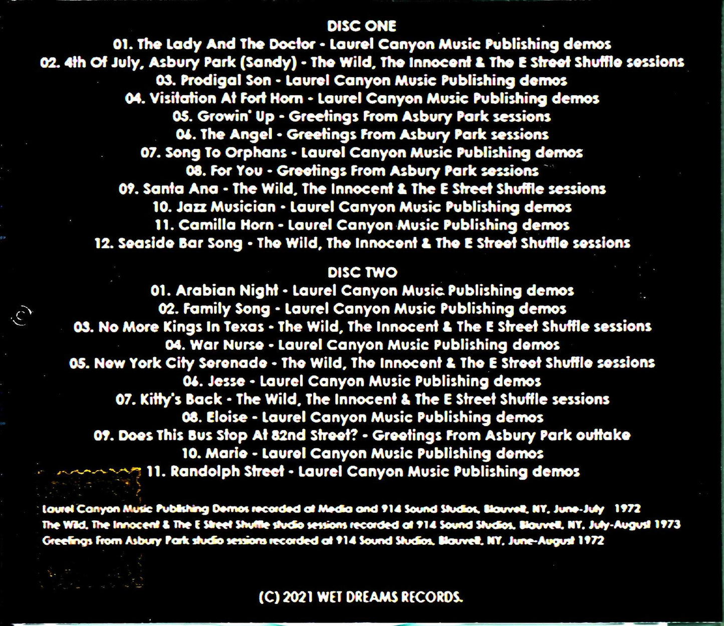 Bruce Springsteen/Early Rare demo Soundboard Track Compile