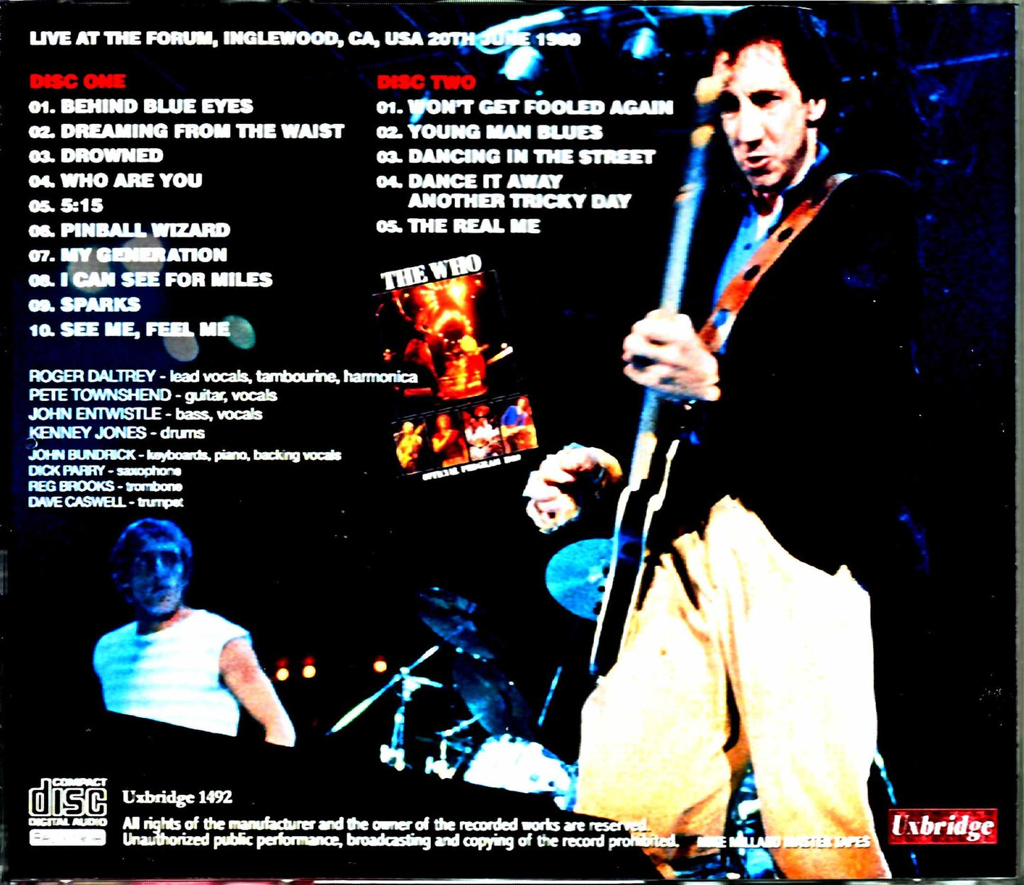 The Who/CA,USA 6.20.1980 Mike Millard Master Tapes