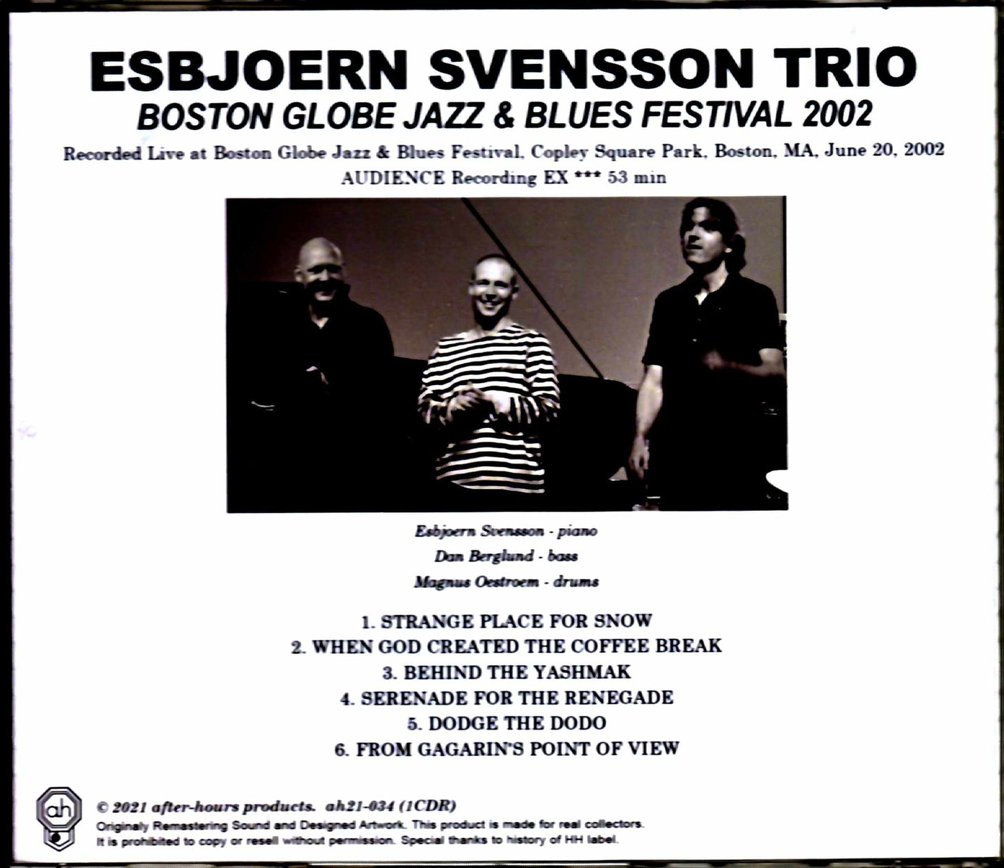 Esbjoern Svensson Trio/MA,USA 2002