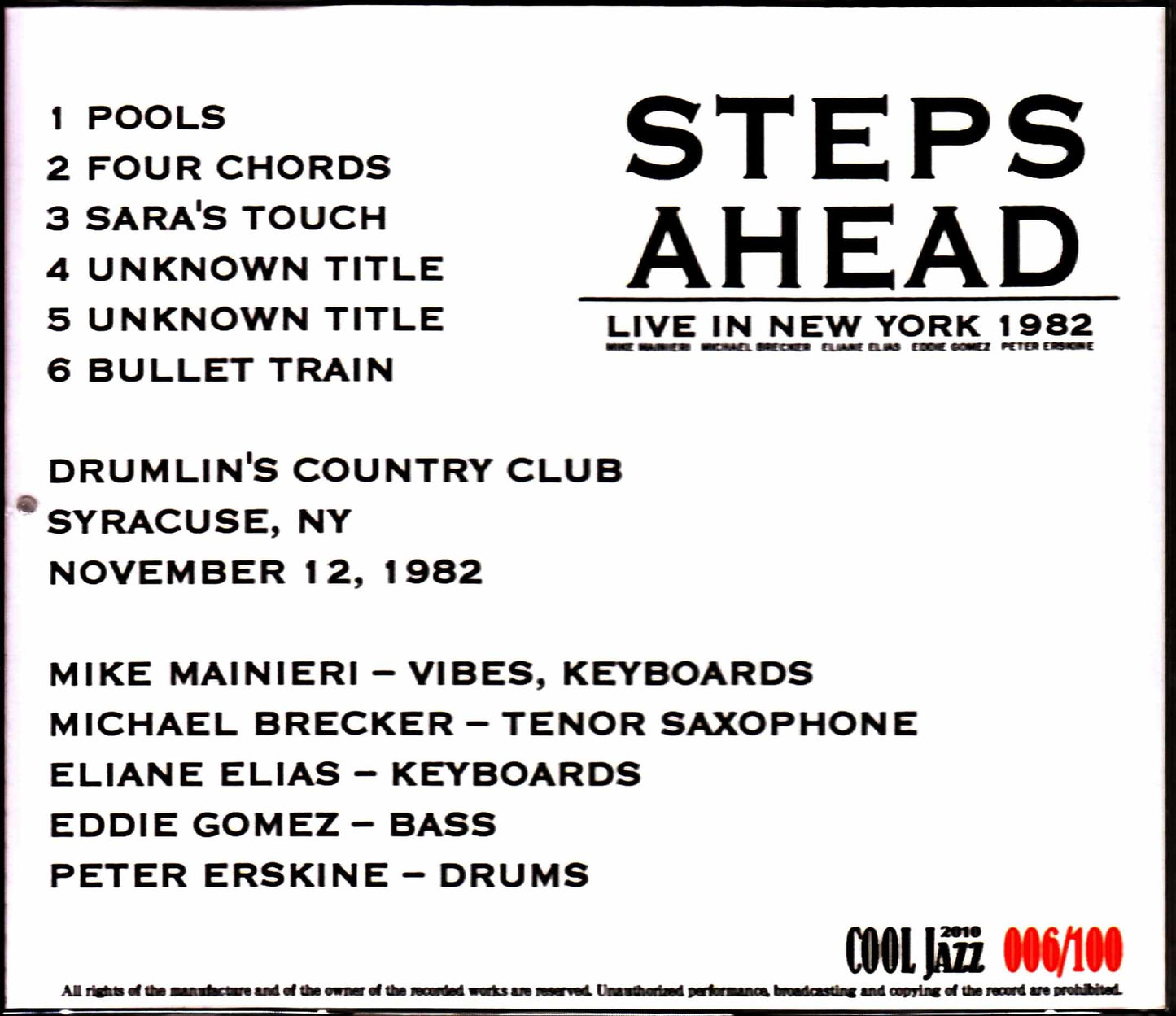 Steps Ahead Mike Manieri, Michael Brecker, Eliane Elias/NY, USA 1982