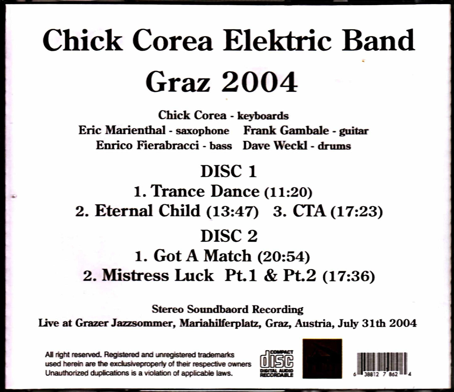 Chick Corea Elektric Band Frank Gambale/Austria 2004