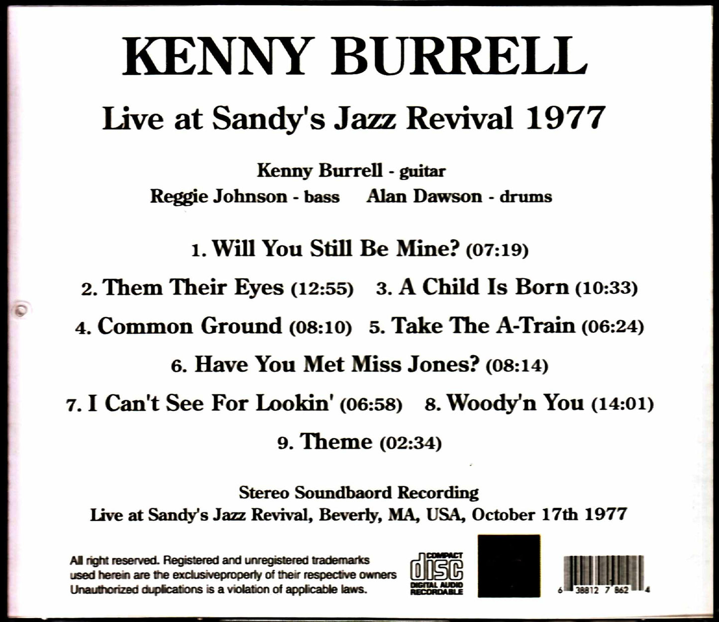 Kenny Burrell/MA, USA 1977