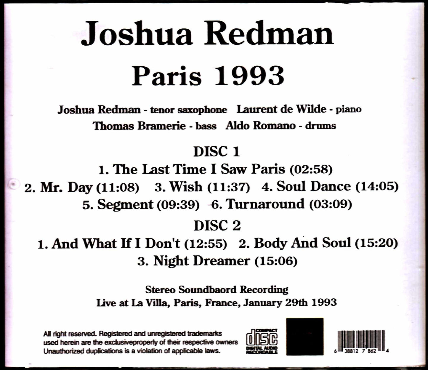 Joshua Redman/France 1993