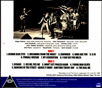 The Who/CA,USA 1980 Mike Millard Original Master Tapes