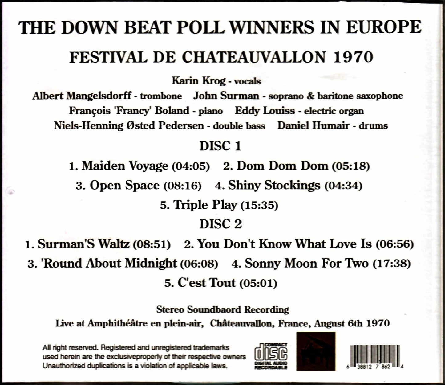 Various Artists Down Beat Poll Winners in Europe/France 1970