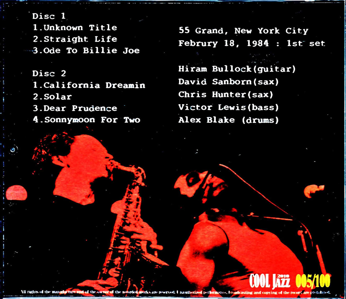 Hirum Bullock David Sanborn/NY,USA 1984