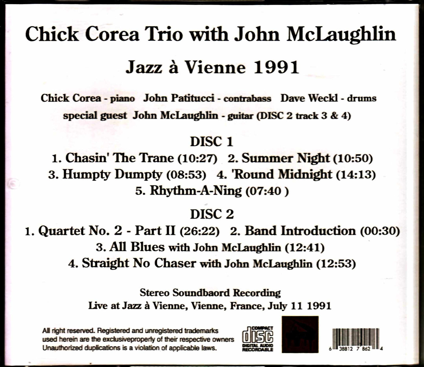 Chick Corea Trio John McLaughlin/France 1991