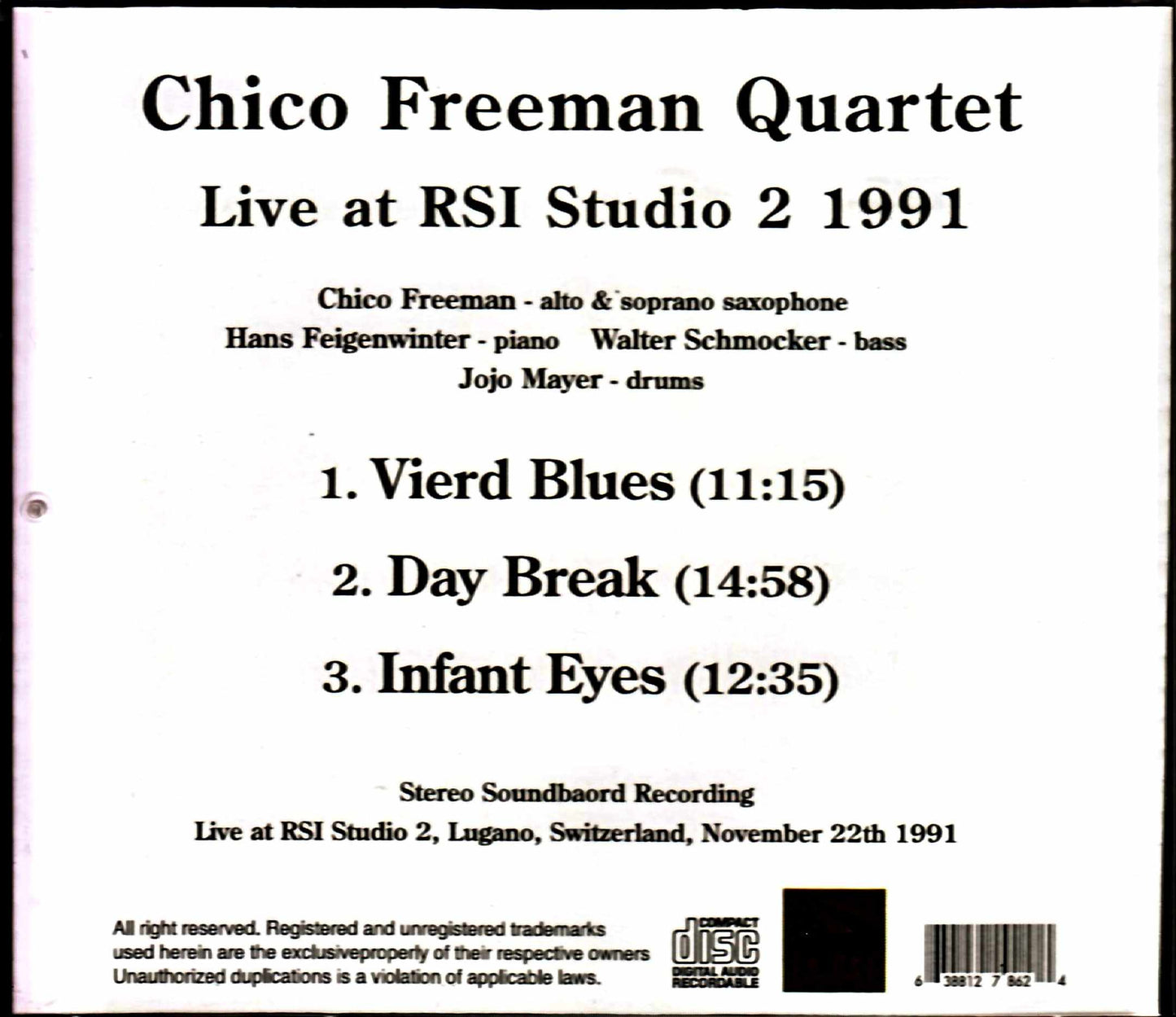 Chico Freeman Quartet/Switzerland 1991