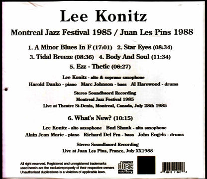 Lee Konitz/Canada 1985 & more