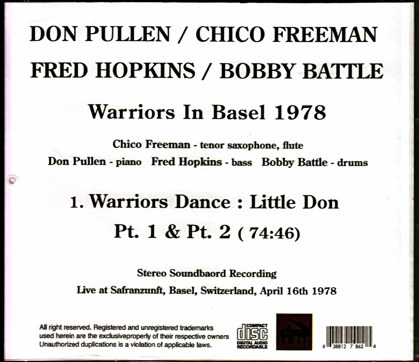 Chico Freeman Don Pullen Fred Hopkins Bobby Battle/Switzerland 1978