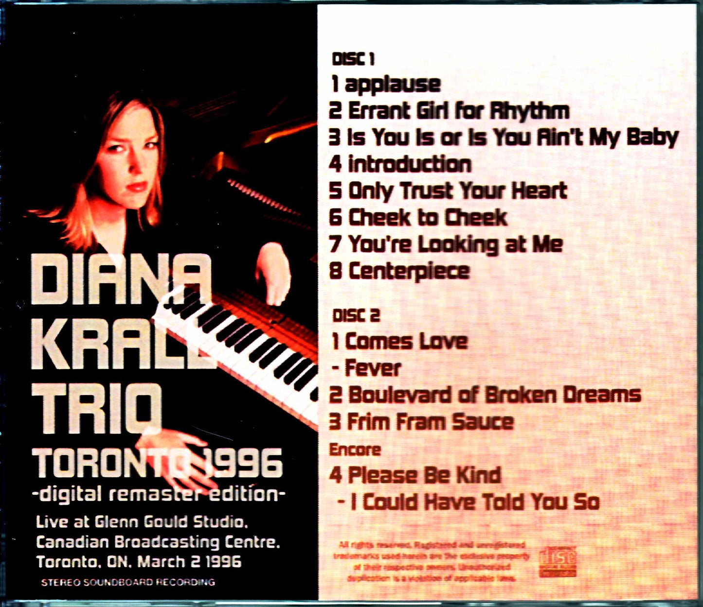 Diana Krall Trio/Canada 1996 2021 Digital Remaster