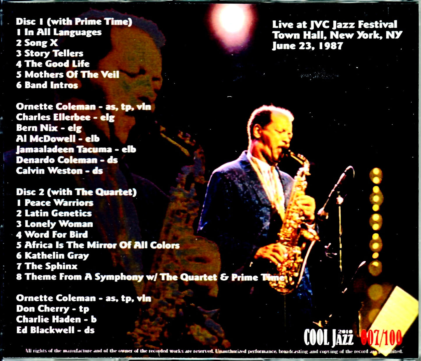 Ornette Coleman Prime Time & Quartet Don Cherry/NY,USA 1987