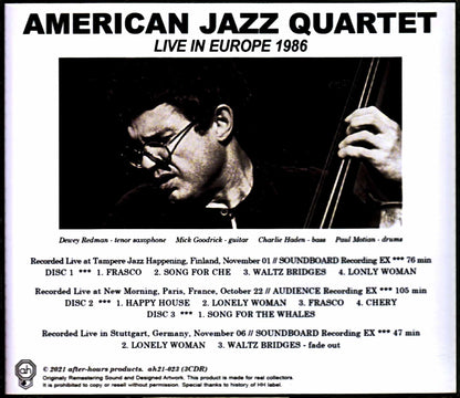 Charlie Haden American Jazz Quartet Don Cherry/Europe Tour Collection 1986