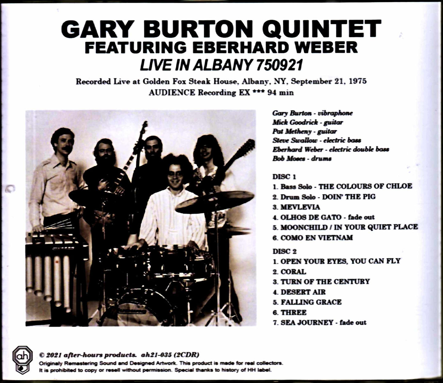 Gary Burton Quintet Pat Metheny/NY,USA 1975