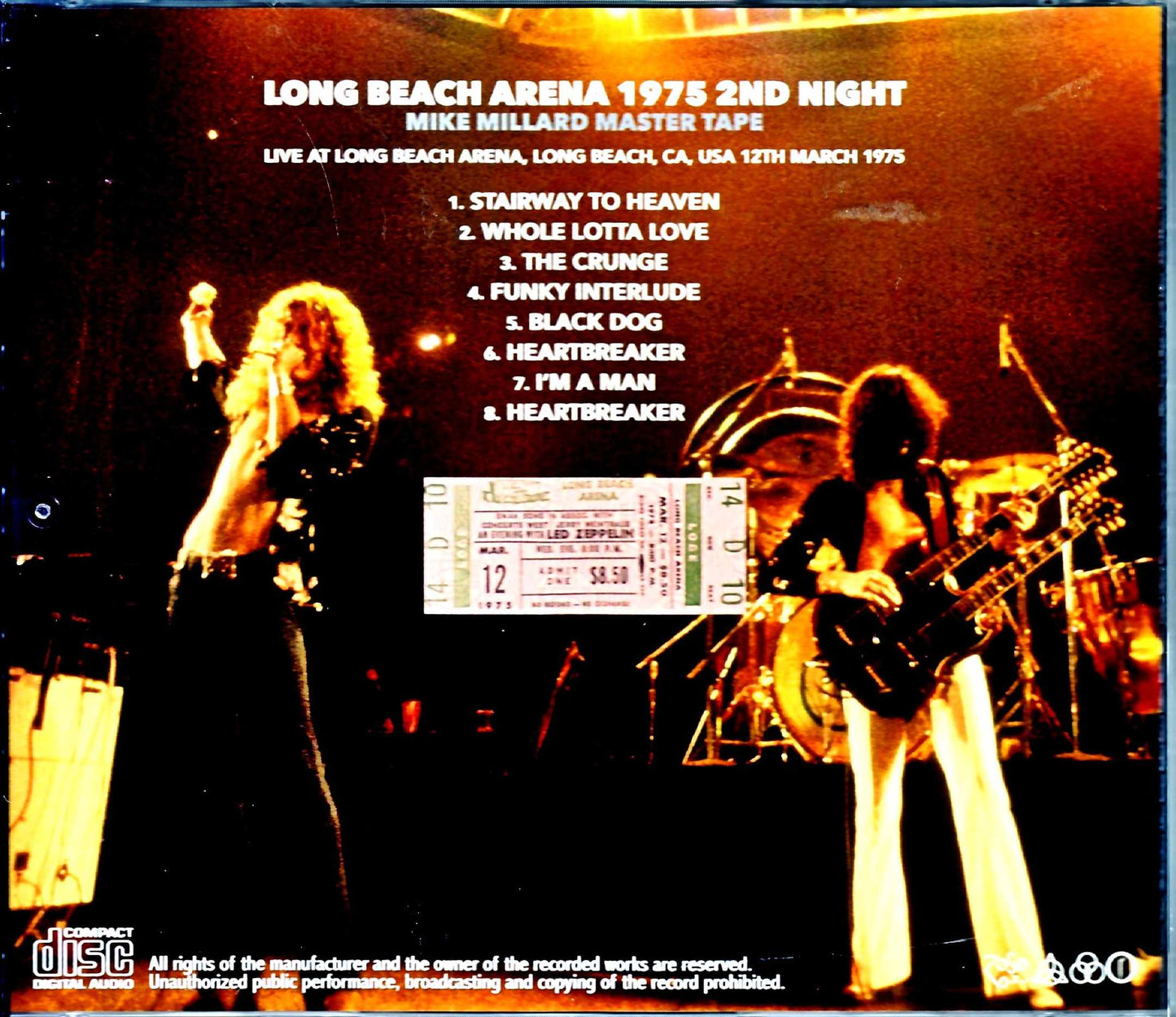 Led Zeppelin/CA,USA 3.12.1975 Mike Millard Master Tapes