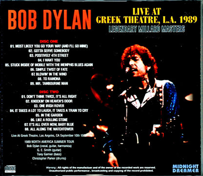 Bob Dylan/CA,USA 1989 Mike Millard Master Tapes