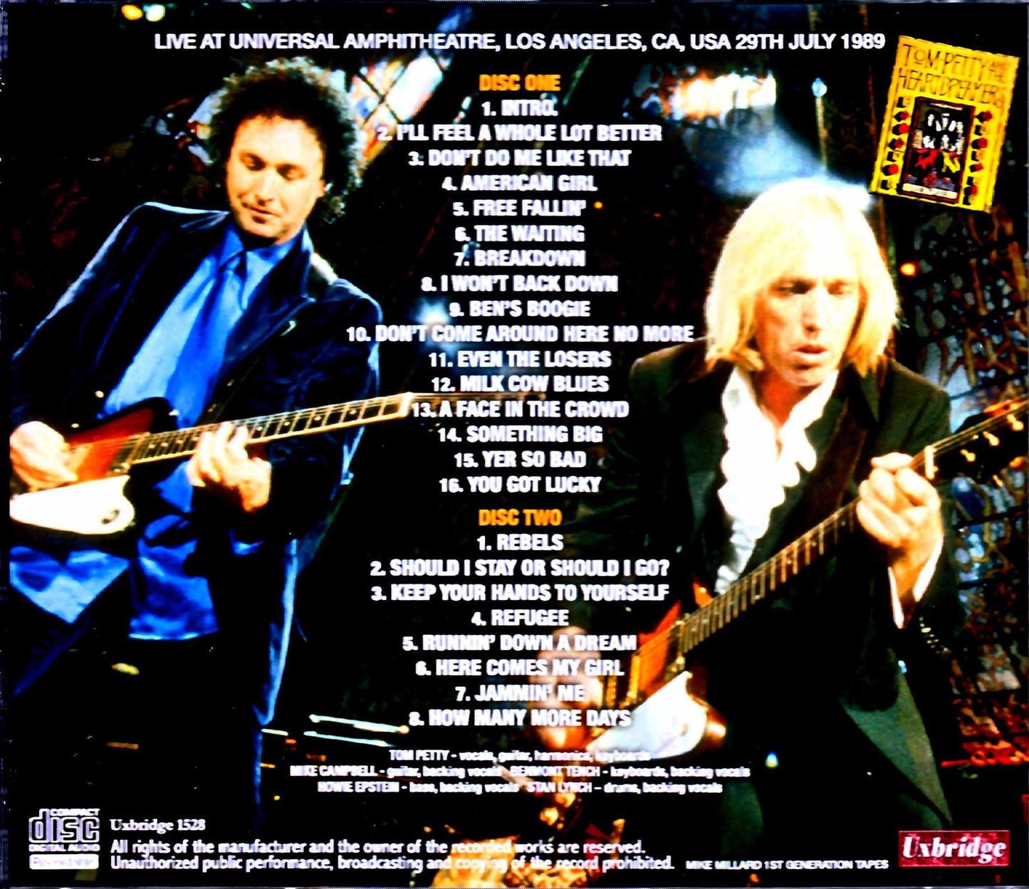 Tom Petty & the Heartbreakers/CA,USA 7.29.1989 Mike Millard 1st Generation Tapes