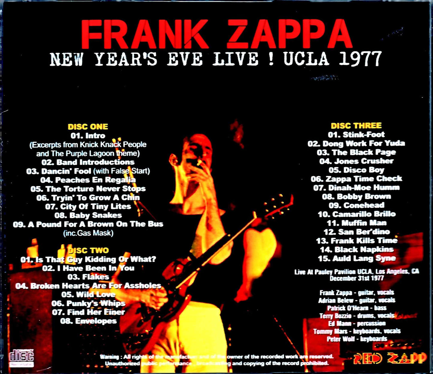 Frank Zappa Frank Zappa/CA,USA 12.31.1977 Complete
