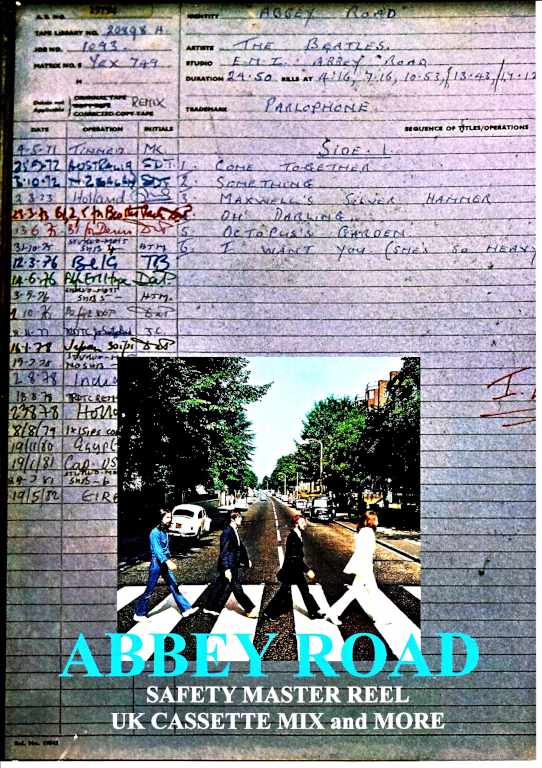 Beatles The Beatles/Abbey Road Abbey Road Safety Master Reel UK Cassette Mix and more