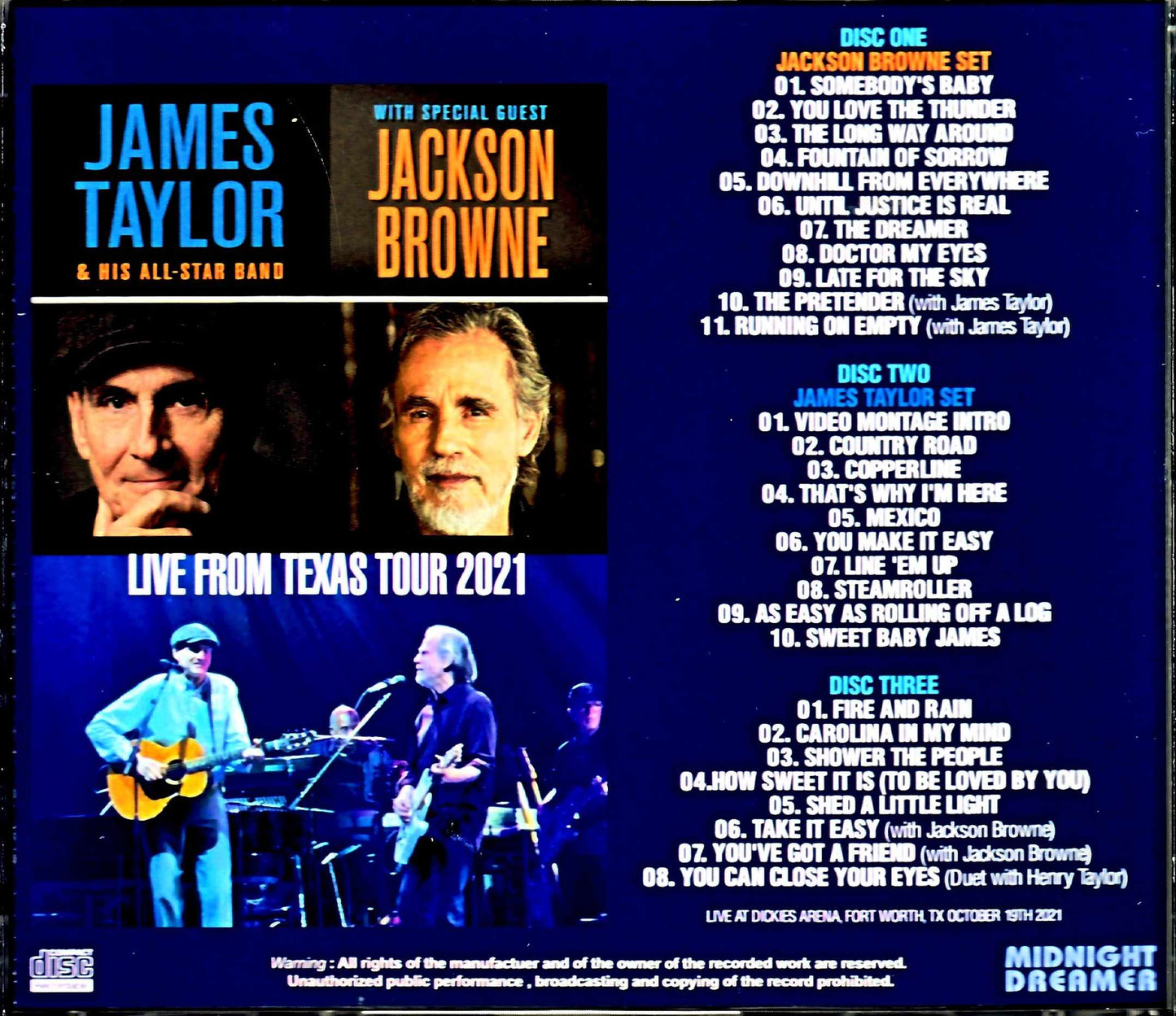 Jackson Browne James Taylor Jackson Browne James Taylor/TX,USA 2021 Complete