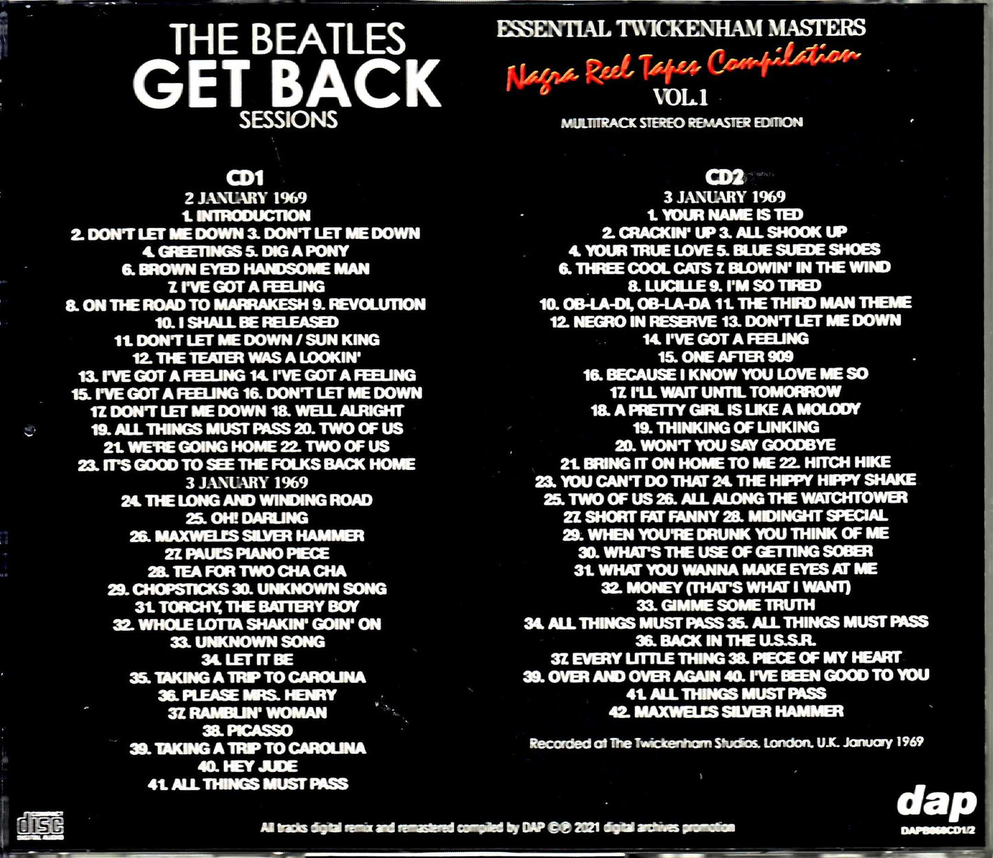 Beatles The Beatles/Get Back Rooftop Concert Get Back Session Nagra Reel Tapes Compilation Vol.1