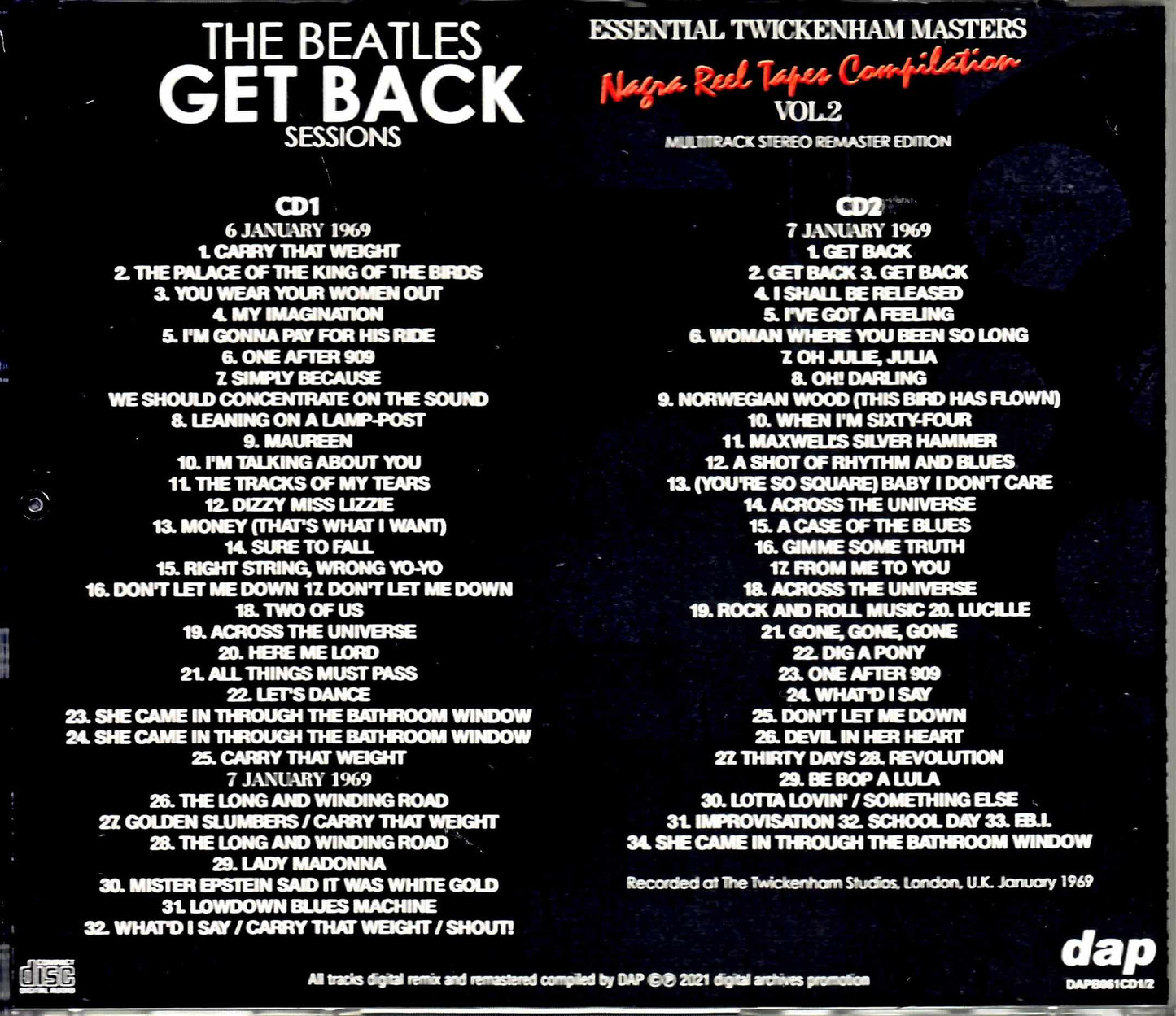 Beatles The Beatles/Get Back Rooftop Concert Get Back Session Nagra Reel Tapes Compilation Vol.2