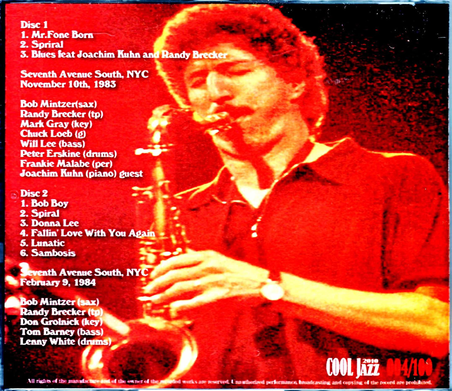 Bob Mintzer Band Randy Brecker/NY,USA 1983 & 1984