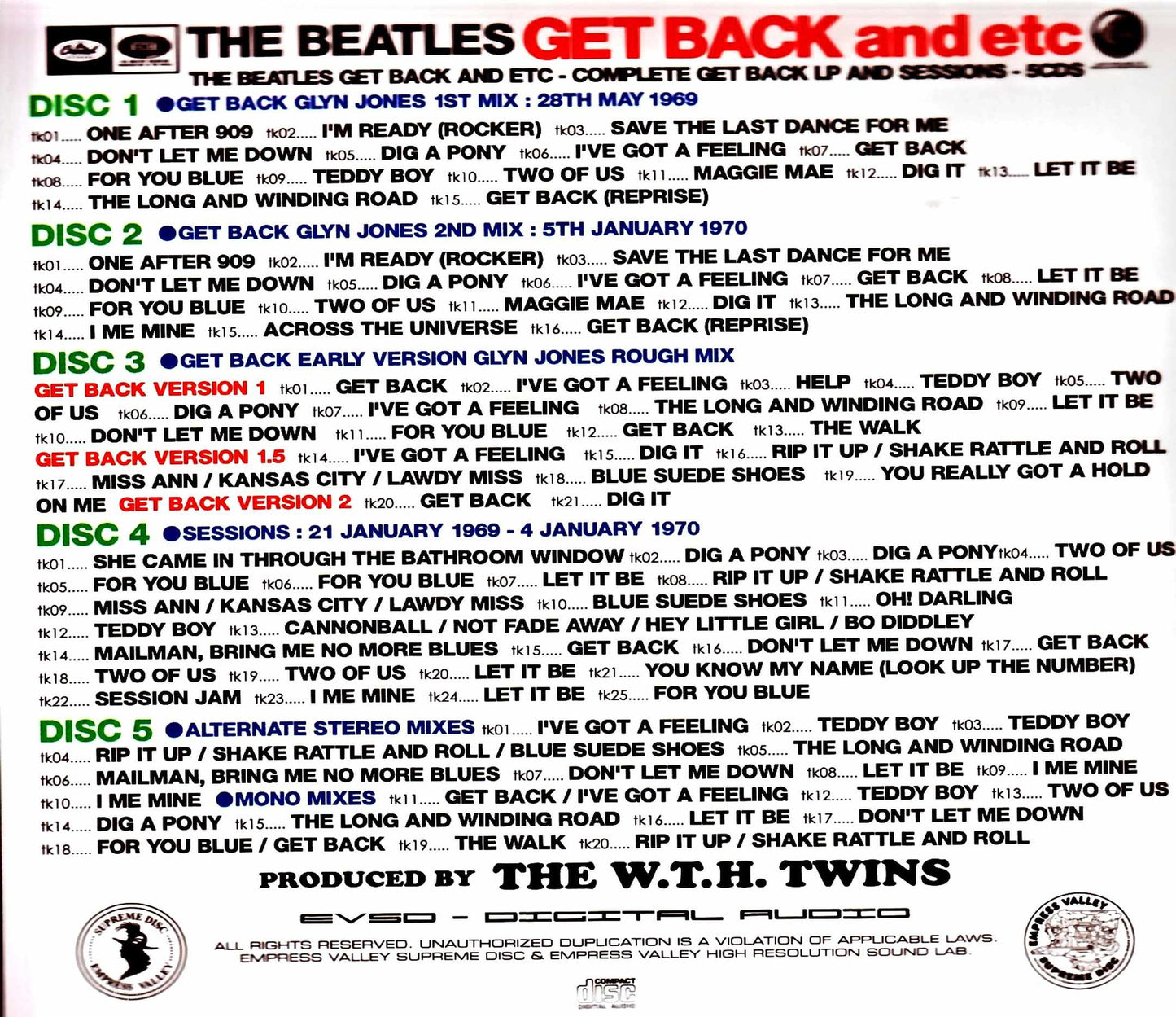 Beatles The Beatles/Get Back Final Chapter Complete Get Back LP and Sessions