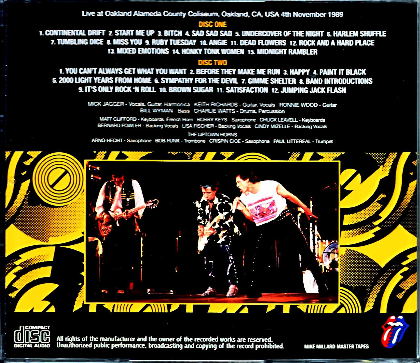 Rolling Stones/CA,USA 11.4.1989 Mike Millard Master Tapes