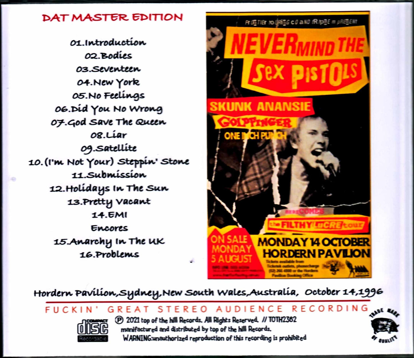 Sex Pistols/Australia 10.14.1996 Complete Upgrade