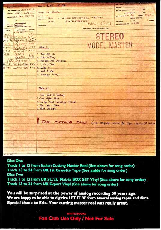 Beatles Let it Be Analog Masters Let it Be Super Analog Masters