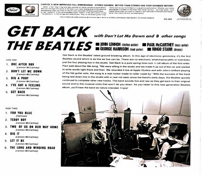 Beatles Beatles/Get Back Glyn Johns US Master Edition Get Back Analog Source Master Completely Full Version
