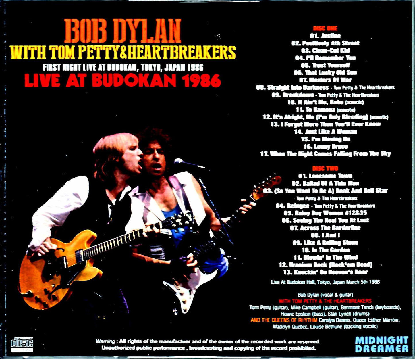 Bob Dylan with Tom Petty & the Heartbreakers Bob Dylan Tom Petty/Tokyo,Japan 3.5.1986