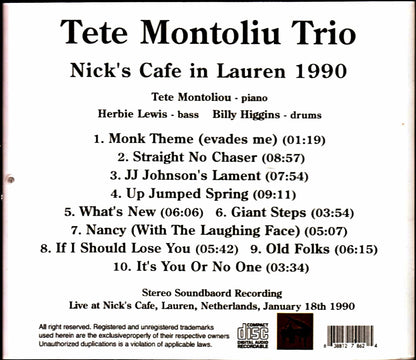 Tete Montoliou Trio Tete Montoliou/Netherlands 1990