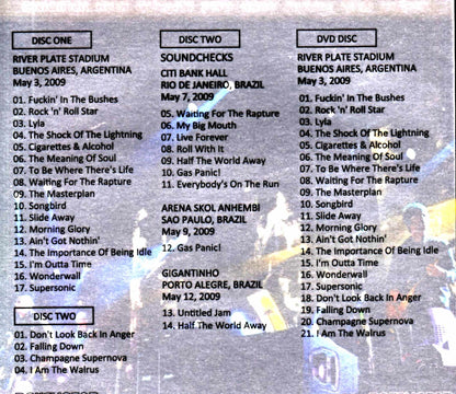 Oasis/Argentina 2009 S & V Complete & more