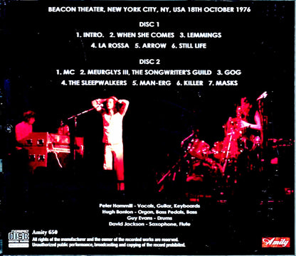 Van Der Graaf Generator Van Der Graaf Generator/NY, USA 1976