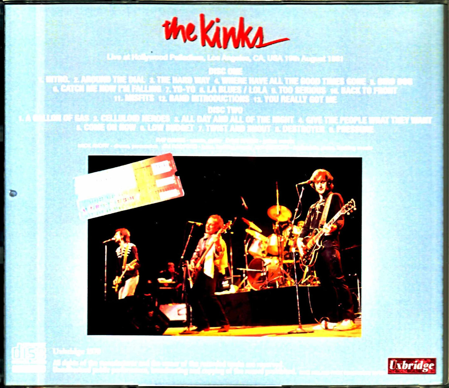 Kinks Kinks/CA,USA 1981 Mike Millard Master Tapes