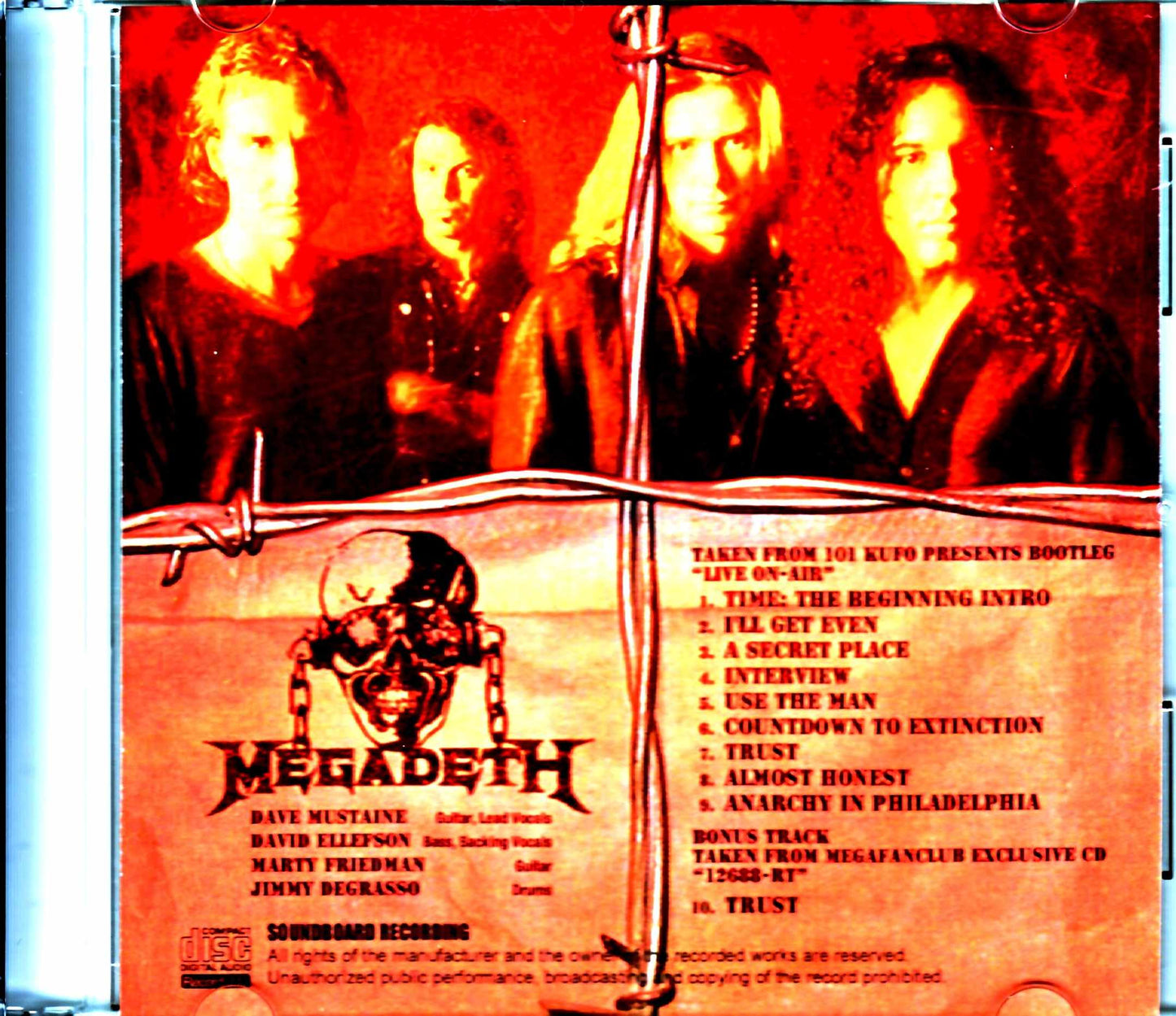 Megadeth/Fan Club Exclusive PA,USA 1998 & more