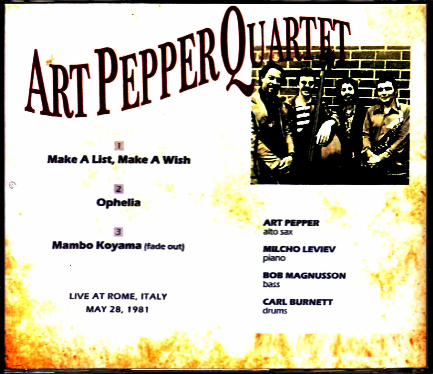 Art Pepper Quartet Art Pepper/Italy 1981
