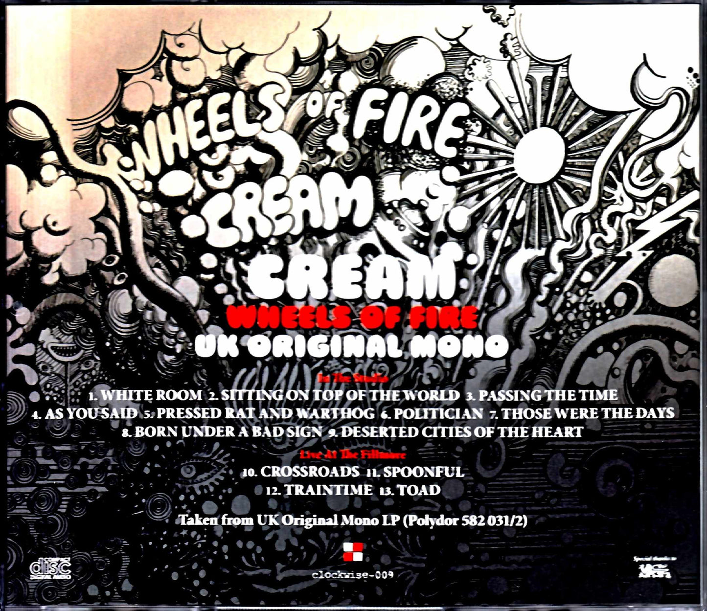 Cream Cream/The Wonderful World of Cream Wheels of Fire UK Original Mono