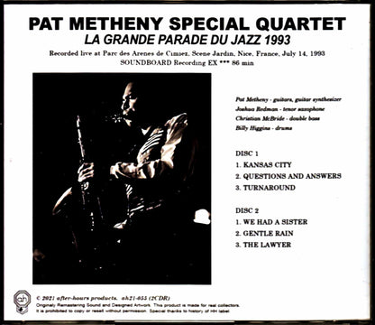 Pat Metheny Special Quartet Joshua Redman Pat Metheny Joshua Redman/France 1993 Complete