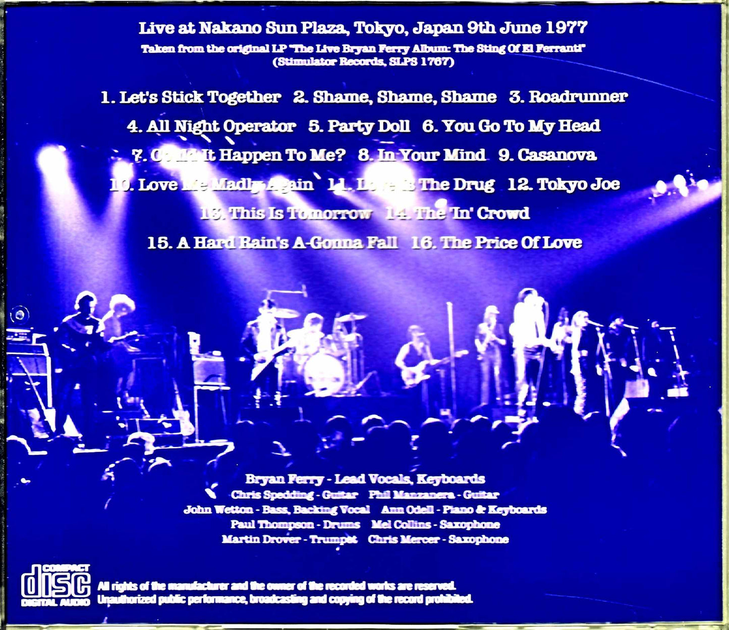 Bryan Ferry/Tokyo,Japan 6.9.1977