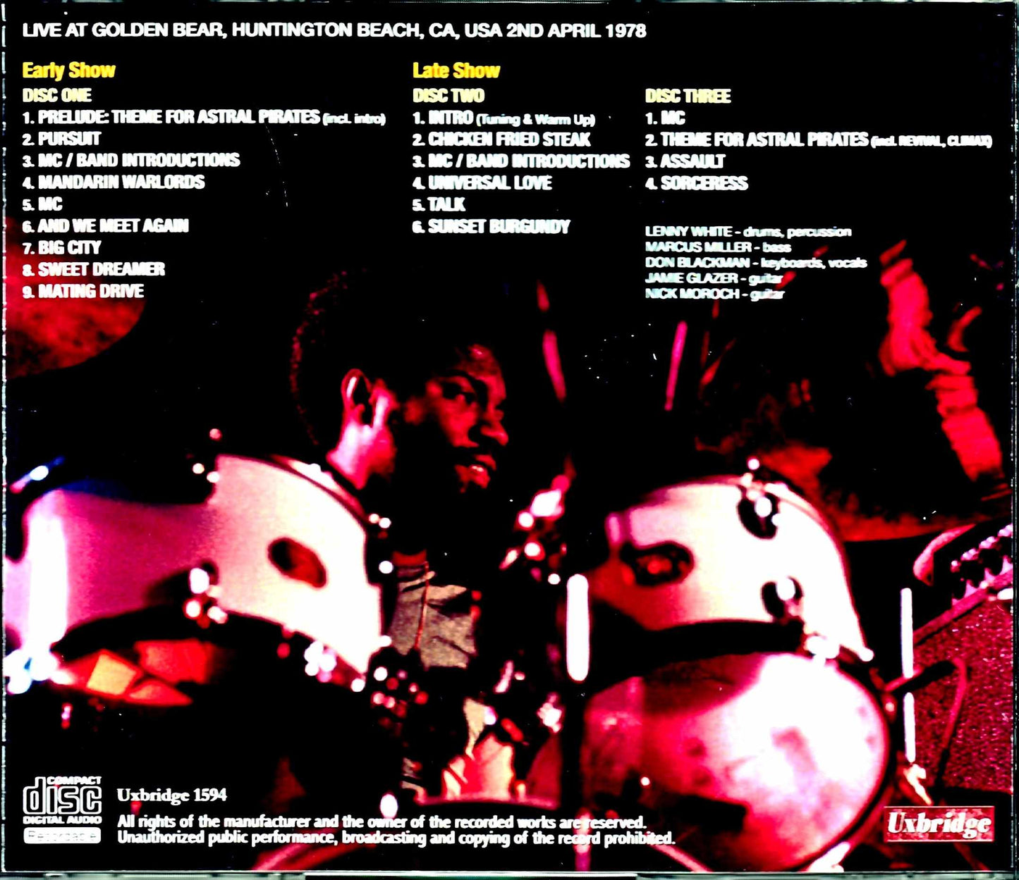 Lenny White Marcus Miller Lenny White Marcus Miller/CA,USA 1978 2 Shows Mike Millard Master Tapes