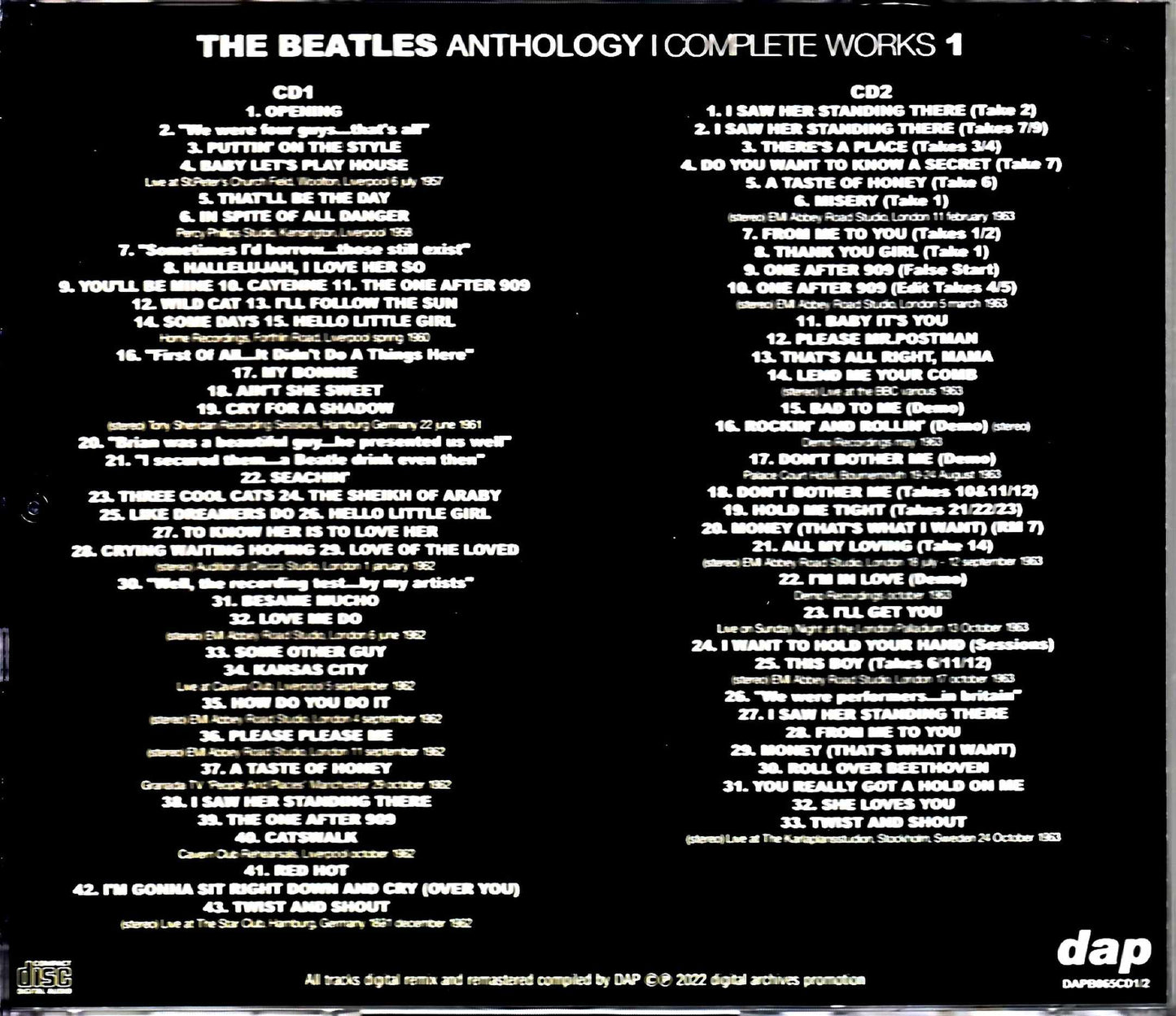 Beatles / Anthology Newly Edited and Expanded Edition "Complete Works" Vol. 1 Anthology Complete Works Vol.1