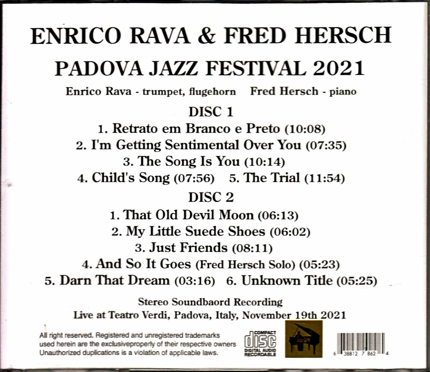 Enrico Rava Fred Hersch Enrico Rava Fred Hersch/Italy 2021 Complete
